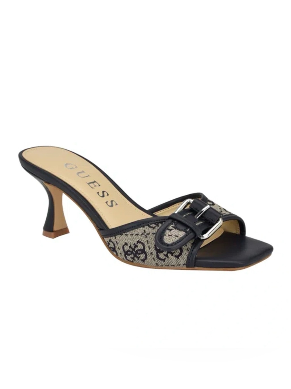 NIB - GUESS Women's Dista Buckle Kitten Heel Dress Sandals - Dark Blue Size 8